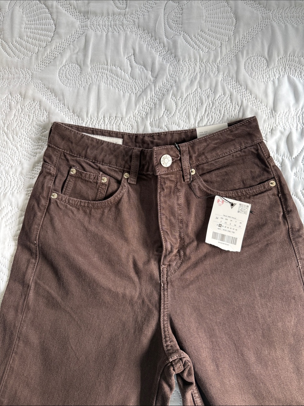 Zara Women’s High-Rise Straight Jeans - Brown